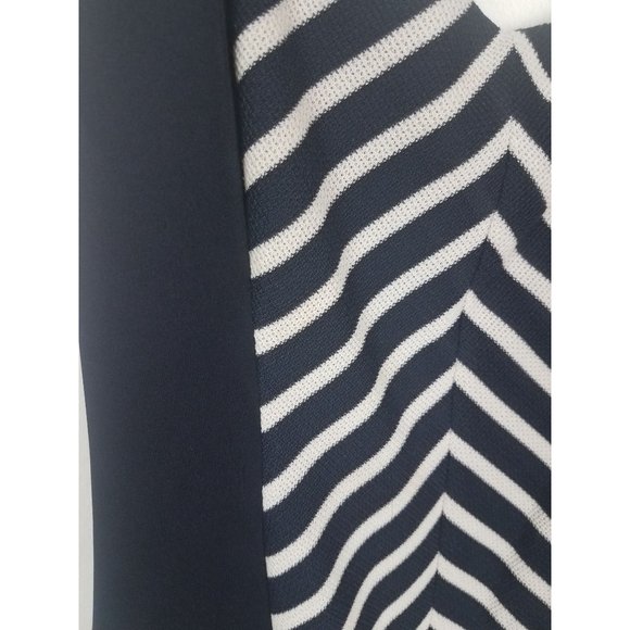 Guess Women's Sz. 10 Navy & White Striped Knit Bandage Knee Length Dress - Picture 4 of 11